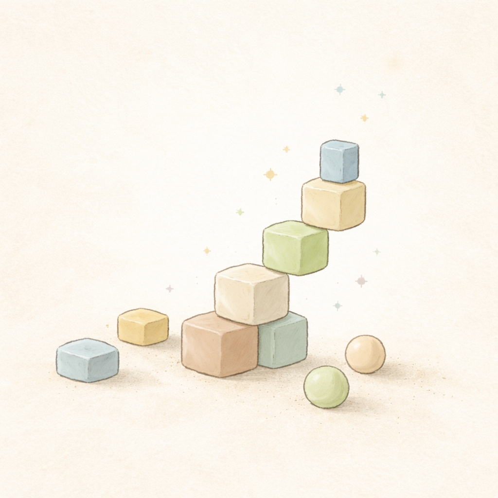 一歩ずつ積み上げていく学びのステップのイメージ